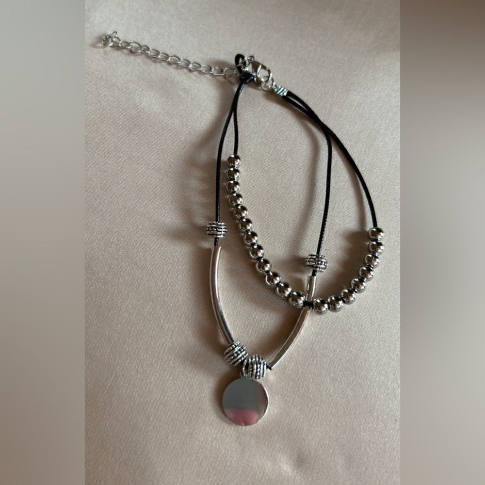 silver boho anklet A557 - Picture 3 of 3
